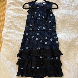 Parker Zahara Navy and Black Lace Dress